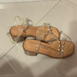 Madden Girl Clear Studded Block Heel Sandals